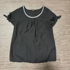 C.D.S BASIC ビジュー付き 半袖カットソー ブラック　Mのサムネイル