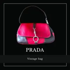 PRADA☆オールレザー☆ショルダーバッグ☆バイカラー☆ジャッキーデザインレッド