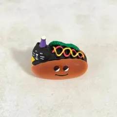ミニチュア 黒猫ホットドッグ 置物 可愛い ハロウィン クリスマス