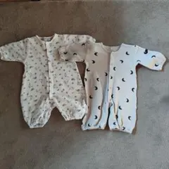 動物柄・月柄ロンパース 70cm 2点セット