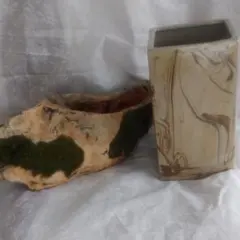 処分陶器の花瓶とコケ鉢新品未使用品です