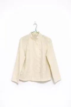 vintage 総レースブラウス 生成り クラシカル フラワー柄 古着