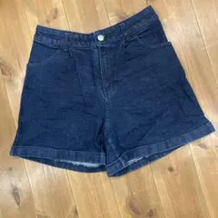 ダークブルー ウエストゴム ショートパンツ