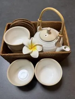 ZOJIRUSHI】象印 冷茶セット 魔法瓶ポット 籐籠 茶托付きグラス5客 