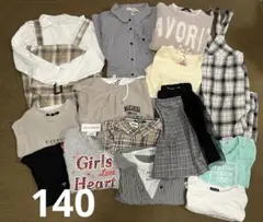 140サイズ キッズ服セット チェック柄オーバーオールとトップスなど