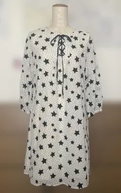 【新品】星柄 シャツドレス チュニック レーヨン素材