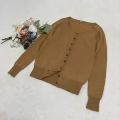 【VIS】ウールブレンドクルーネックカーディガン ニット 長袖 ブラウン M