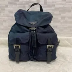 ✨正規品✨PRADA 三角ロゴプレート　ナイロン　リュック　バックパック　ブルー
