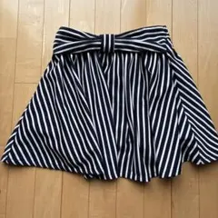 ストライプ フレアスカート リボン付き