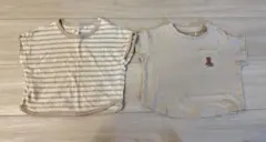 ベビー服 Tシャツ 2枚セット 70〜80 茶色　ブラウン　ボーダー　くま