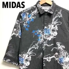 MIDAS ミダス 七分袖シャツ 花柄 総柄 フラワー ボタニカル M グレーのサムネイル