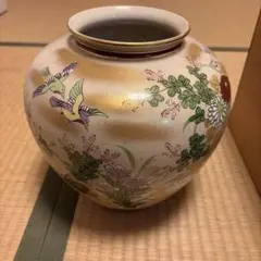 花と鳥のデザイン陶器花瓶