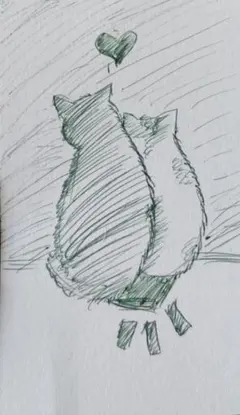 手描きイラスト アナログイラスト 猫