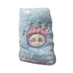 ラブブ 刺繍タオル 青 フェイスタオル