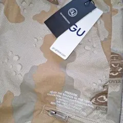 GU×UNDERCOVER　MENワイドテーパードカーゴパンツ　カモ柄カーキXL