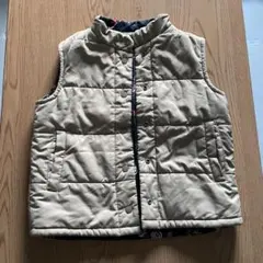 ベージュ 花柄 リバーシブル ベスト