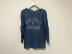 本物ドゥニームDenimeコットンカレッジプリント長袖TシャツロンTメンズ青Lのサムネイル