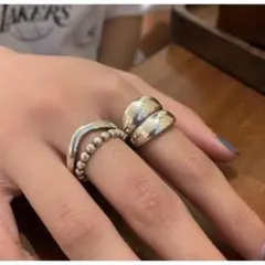 シルバー２連リング2点セット　アクセサリー　レディース　リング　指輪