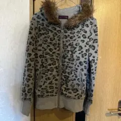 ヒョウ柄 レオパード ファー ジップアップパーカー