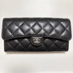 現行◇極美品◇CHANEL マトラッセ 長財布 黒 ランダムシール キャビア 