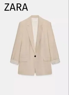 ZARA ザラ　リネン　ロールアップスリーブ　テーラードジャケット