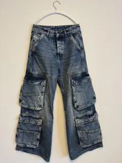 23AW DIESEL ブラックデニムカーゴパンツ DーSIRE- CARGO - メルカリ