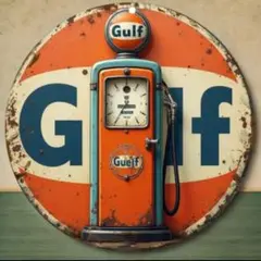 ガルフオイル Gulf ブリキ看板 アメリカン雑貨 USA アメリカガレージ