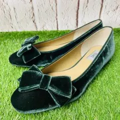 【着用1回】LETALON GRISE フラットシューズ リボン ベロア 24½