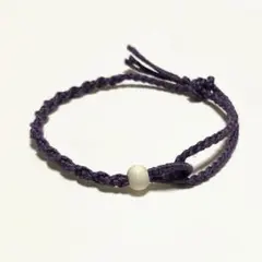 ミサンガ ブレスレット／アンクレット 深紫 ウッドビーズ シンプル