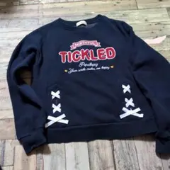 刺繍入りネイビー 裏起毛トレーナー