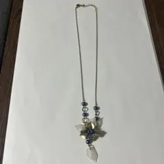 再々々々値下げ　花モチーフ ネックレス ブルー　ゴールド　ハンドメイド