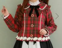 axes femme kawaii ガーリーリボンショートコート 赤