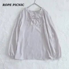 ロペピクニック 春　トップス　ブラウス　フリル　ガーリー　薄手　ピンク　ふんわり