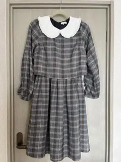 ビッグ襟付きチェックワンピース　Mサイズ　earth