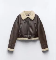 ZARA ムートンジャケット 襟付き レディース クロップド
