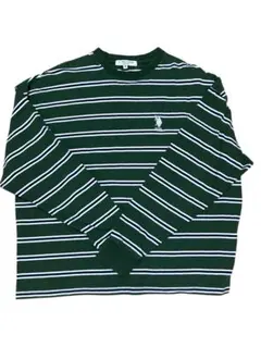 U.S. POLO ASSN. ダークグリーン ストライプ Tシャツ M