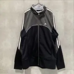 アディダス　トラックジャケット　ジャージ　黒×グレー　バイカラー　レトロ　古着