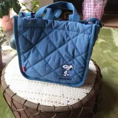 スヌーピー キルティングショルダーバッグ 青 美品