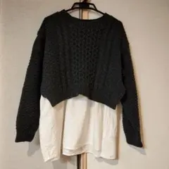 SM2　長袖ケーブルニット　チャコールグレー　F