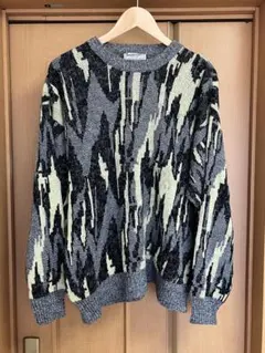 80s SANTANA アクリルニット セーター 総柄 ビンテージ イタリア製