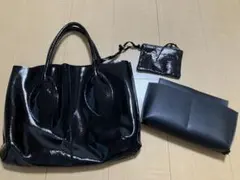 エナメルレザーハンドバッグ 小物入れ付きのサムネイル
