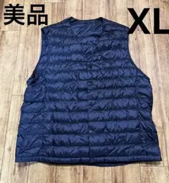 美品　インナーベスト　 ネイビー キルティング ベスト ノースリーブ