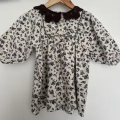 花柄ワンピース ブラウン襟 キッズ　韓国服