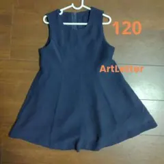 【お値下げ】ネイビー フレアワンピースArtLetter120/卒園/入学/正装