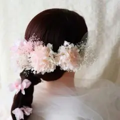 プリザーブドフラワー ヘッドドレス 髪飾り ピンク