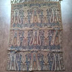 ウール製黒とブラウン系ペイズリー柄 大判ショール