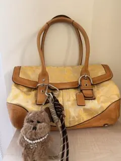 COACH シグネチャー ハンドバッグ イエロー