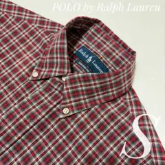 Polo by Ralph Lauren メンズBD長袖シャツ　赤系チェック　S