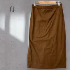 【GU】スエードタッチタイトミディスカート ナロー スリット ウエストバックゴム