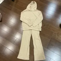 キッズ H&M ベージュ フーディー パンツセットアップ